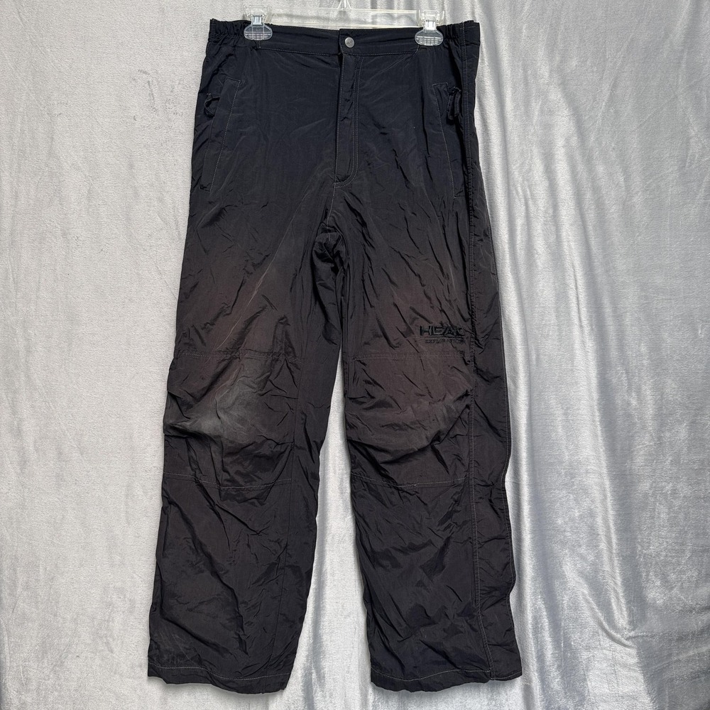 Head Exploration Snow Pants Medium Black Full Zip Tearaway Nylon Track 4500 VTG